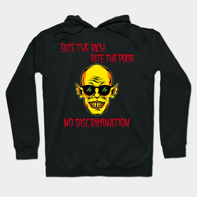 Bite The Rich, Bite The Poor Funny Halloween Design Hoodie by Up 4 Tee